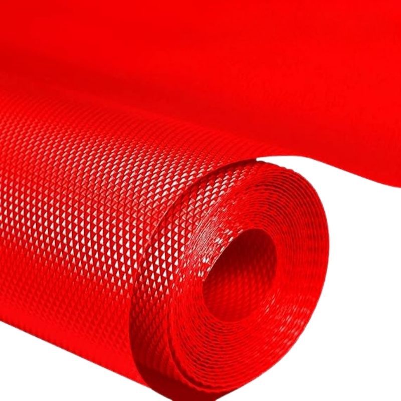 Anti-Slip Fridge & Shelf Mat | Waterproof Washable Liner for Kitchen Drawers Cabinets | Red